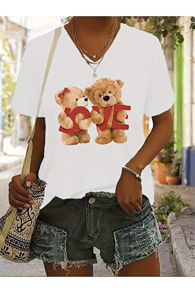 yombaa με τύπωμα Μπλουζάκι. Κοντομάνικο μπλουζάκι με λαιμόκοψη V για καλοκαίρ...