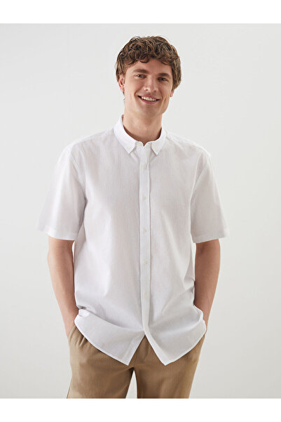 LC Waikiki Ozmekan New Season Regular Fit Short Sleeve Linen Blend Men's Shirt