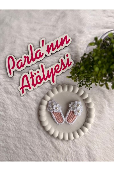 SOFT 2-пари ручної роботи в'язана застібка з білими перлами та квітками