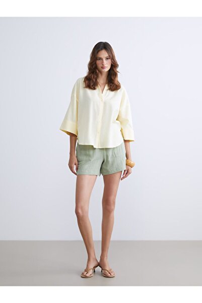 LC Waikiki شورت نسائي من الموسلين بخصر مطاطي