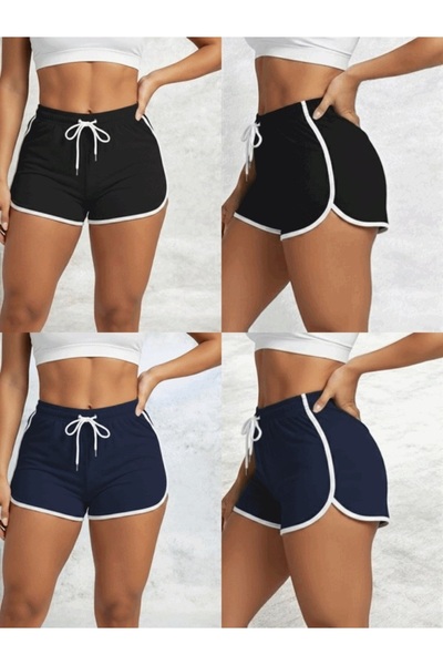 KANOX Kadın 2 İplik Penye Biyeli Şort 2'Lİ