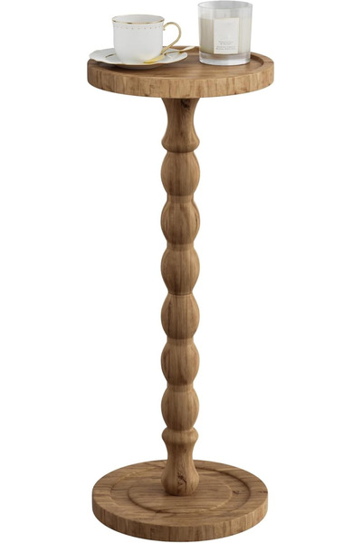 lifeeasy طاولة حديقة خشبية طبيعية بقاعدة عمودية - طاولة خارجية مقاومة للعوامل...