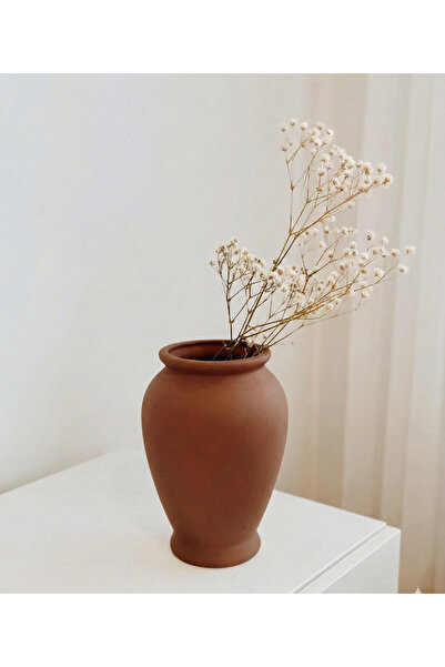 Hestia Home Ceramic Cube Vase Red Brown