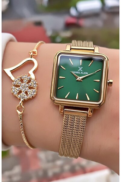 Daniel Klein Gold Color Thin Straw Cord Square Case Original Women's Wristwat...