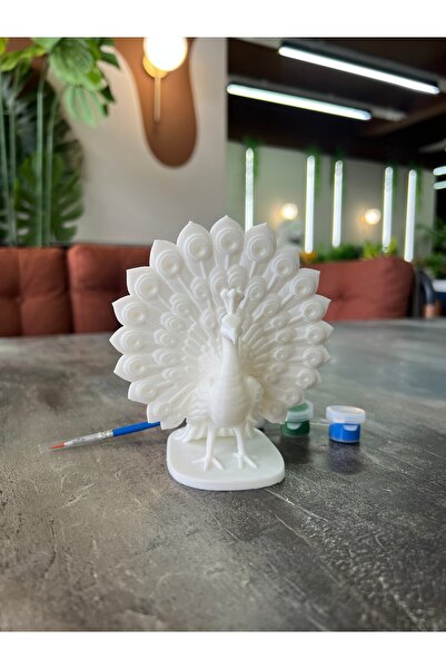 3D Baskı Tavus Kuşu figürü boyama seti 12cm-anahtarlık hediyeli