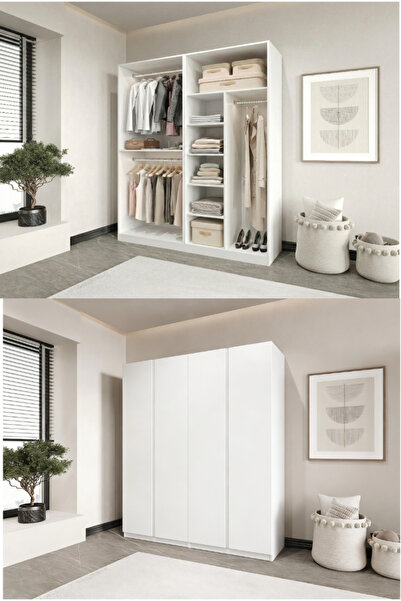 CANBAZ FURNİTURE Mira modüllü 4 MDF kapaklı %100 MDF(KURULUM DAHİL)