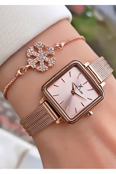 Daniel Klein Rose Color Thin Wicker Cord Square Case Original Women's Wristwa...