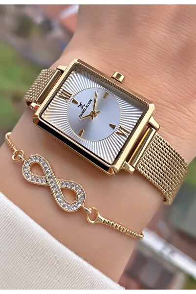 Daniel Klein Gold Color Steel Case Mesh Thin Cord Original Women's Wristwatch...