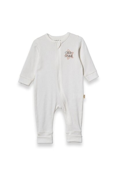 BabyCosy Organic Wear 100% قطن، بدلة أطفال بسحّاب على شكل ضلع - ليتل برنس مطب...