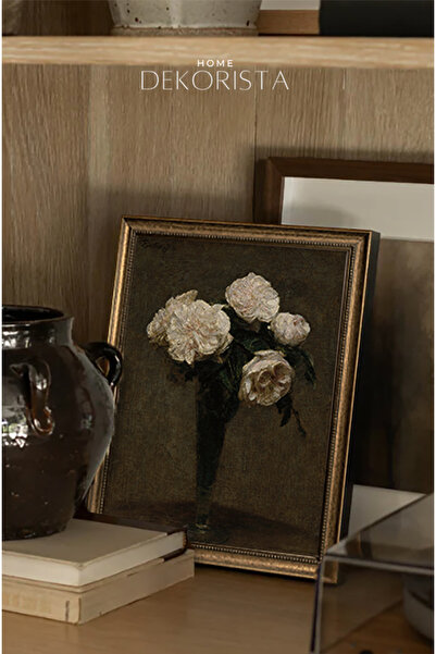 HOME DEKORİSTA Tablou floral vintage – Tablou clasic de perete cu ramă din fo...