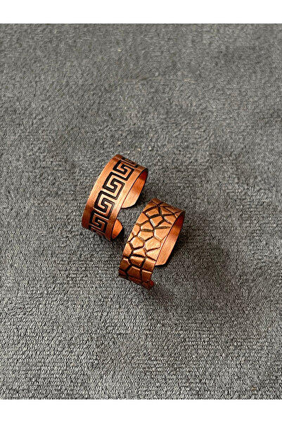 Rupen Kraft Handmade Set of 2 Pure Copper Rings, 2 Adjustable Size Pure Coppe...