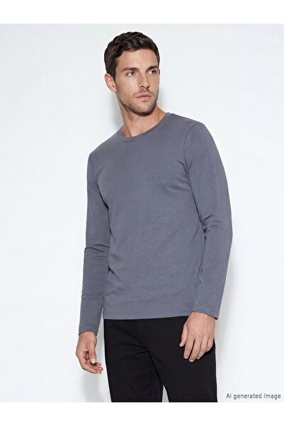 LC Waikiki Nevavm with Difference Oval Collar Long Sleeve Men's T-Shirt