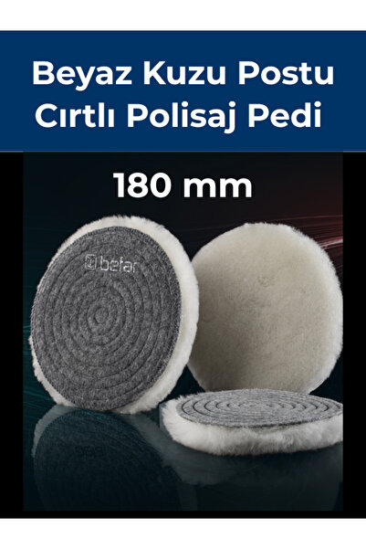 BEFAR Kuzu Postu (Yünü) Cırtlı Polisaj Pedi 180 mm – BEYAZ | Yün Polisaj Keçesi
