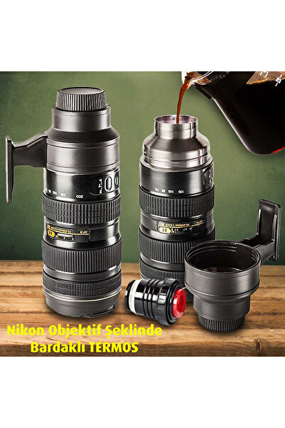 direkstoktan Tele Objektif Şeklinde Bardaklı Termos Nikkor 70-200 Ölçüler Nik...