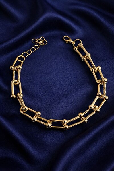 KARE ACCESORIES سوار نسائي ذهبي هندسي تفاصيل سلسلة