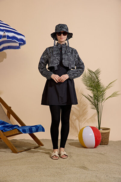 GAVLİA Women's Hijab Swimsuit 5-Piece Set - Half-Covering Zippered..