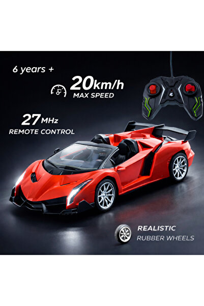 LEAN Red RC sports car 1:18, remote control 20 km/h