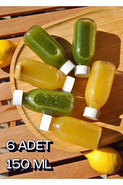 only home 6 Adet 150 ml Kilitli Beyaz Kapaklı Şeffaf Detox Shot Şişesi 150 Cc...