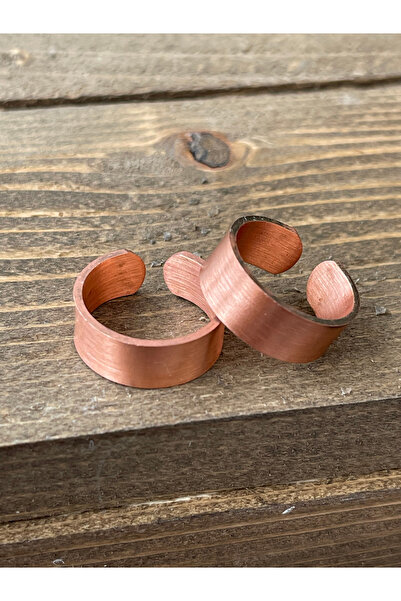 Rupen Kraft خاتم من النحاس النقي مصنوع يدويًا، قطعتان، خاتم من النحاس النقي ق...