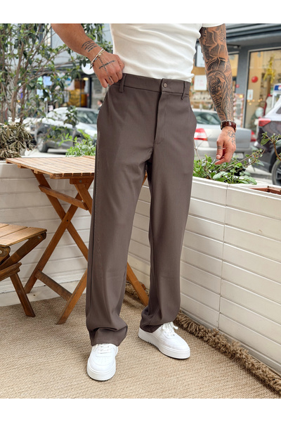 manch collection Османски панталони от плат, кафяви