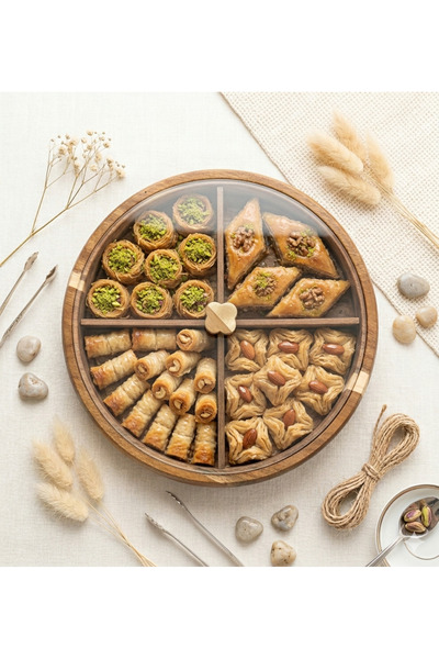 Generic A divided dessert and nut serving dish with a tight-fitting lid – per...