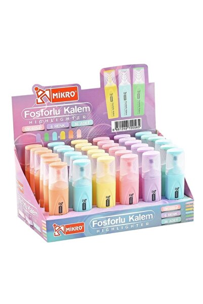 Mikro PASTEL RENKLİ FOSFORLU KALEM ADET