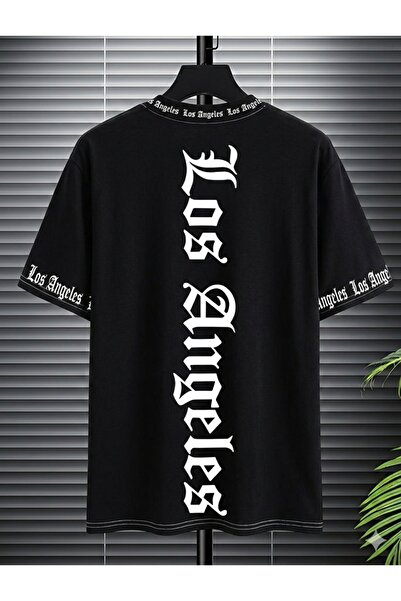 gencerco تي شيرت لوس أنجلز مطبوع بريميوم كبير الحجم