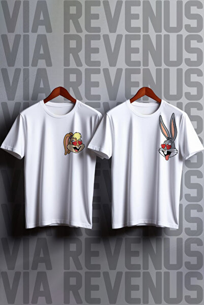 Vordevia تي شيرت لولا آند بوجز مطبوع 100% قطن واسع القصة مكون من قطعتين للعشاق