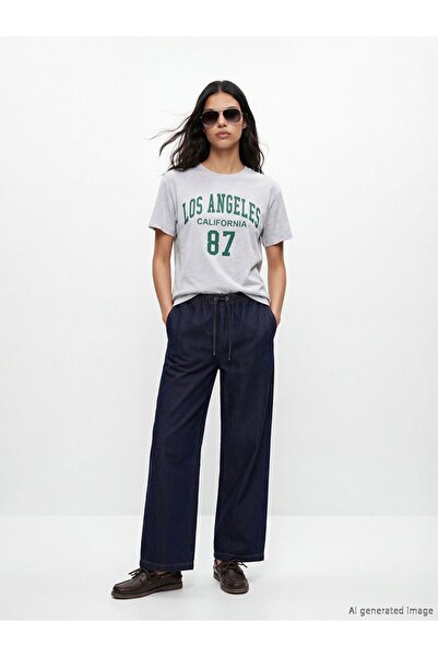 LC Waikiki Wideleg Women's Jeans Pants with Elastic Waist