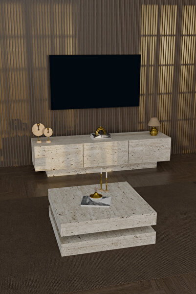 webotto 8 Almad Tv Ünitesi ve Dammas 2 Katlı Orta Sehpa Takımı Modern Tasarım...