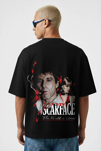 Fenrix Scarface Tony Montana & Elvira Oversize Özel Tasarım Tshirt - %100 Pam...