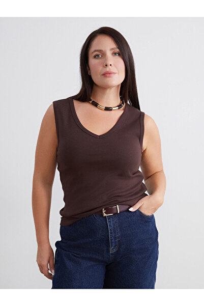 LC Waikiki Peak New Season Large Size V-Neck Women's Undershirt