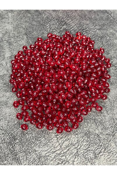 Mos Tespih 20 Adet 7x9mm Kırmızı Tesbih Yapım Boncuğu Takı Boncuğu Plastik Bo...