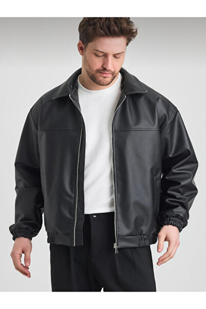 Lux Vestimenta Oversize Erkek Siyah Deri Ceket