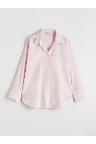 LC Waikiki Peak New Season Striped Oversized Oxford Women's Shirt