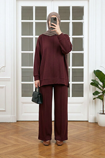 MODAQU Çimalı Tunic Trouser Set - Burgundy