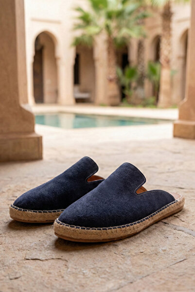 by selvi Lukka Shoes Men's Terra Handmade Navy Blue Faux Leather Powder Espad...