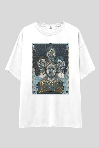 UmbraWear Imagine Dragons Oversized t Shirt |   Unisex 100% Cotton White Prin...