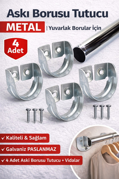 DESIPHON Krom Oval Boru Askı Flanşı Gardırop Dolap İçi Askılık Boru Aparatı M...