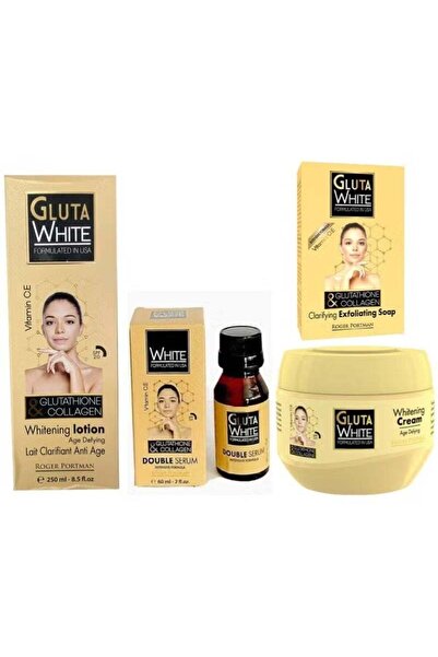 GLUTA WHITE لوشن + سيروم + كريم + صابون يحتوي على الجلوتاثيون والكولاجين