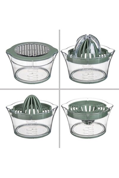 BREZIUM Storcator manual citrice si razatoare, 400 ml, 13x13 cm, Verde/Transp...