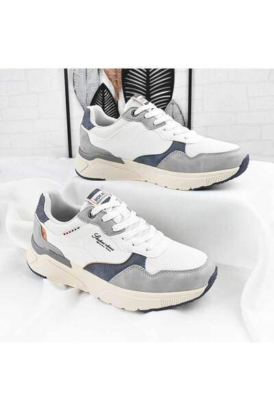 Tmall Pantofi sport bărbătești, cu inserții de plasă, B4063. Alb