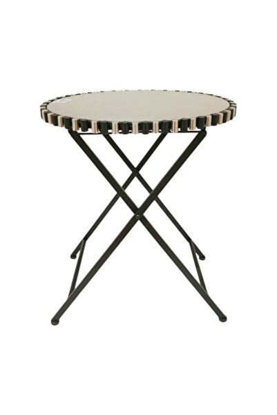 AZOZ MERCHLY Round Table With a Black Iron Stand 53x46cm