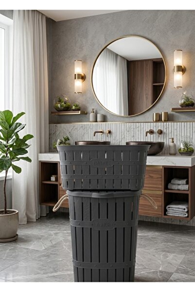 Buclee 65 Lt Kirli Sepeti ve 40 Lt Çamaşır Taşıma Selesi İkili Banyo Seti | Ç...