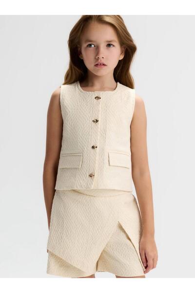 NK Kız Çocuk Krem Dokulu Etekli Takım