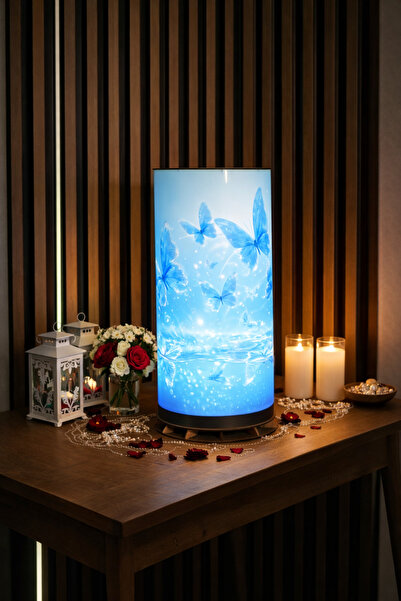 OMATEK SMART TECHNOLOGIES 🦋   Blue Butterfly Patterned Led Table Lamp – Deco...