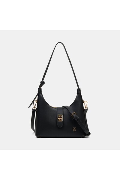 Desa Kadın Siyah Gold Kilit Detaylı Omuz Çantası