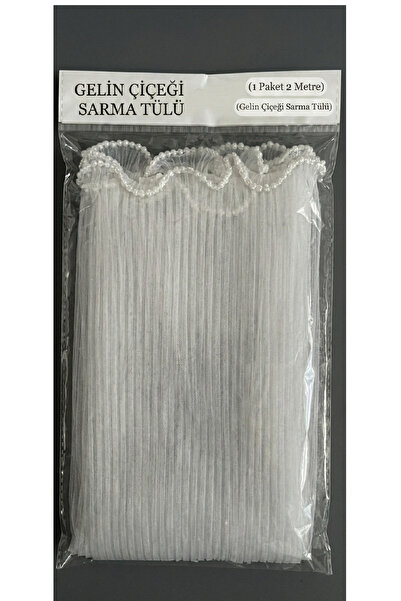 Massaltay İncili Fırfır Plise Tül Gelin Çiçeği İçin Çiçek Tülü 1 Top 2 Metre ...