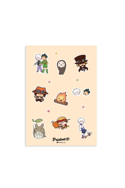 Printoot Anime Legends Sticker Sheet Featuring Whimsical Chibi Characters and...