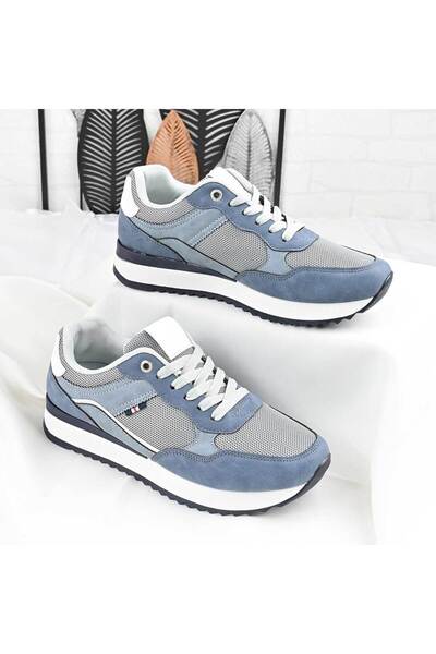 Tmall Pantofi sport bărbătești, cu inserții de plasă, B4057, albastru deschis